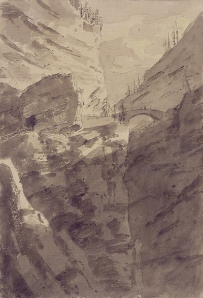 Via Mala i Grisons (penna och bläck och tvätta på papper) av John Robert Cozens