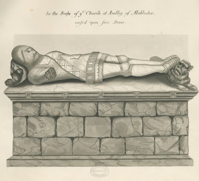 Audley Monuments - "Audley Knight": ritning med penna och tvätt, nd [? 1800-talet] av John Robert Fernyhough