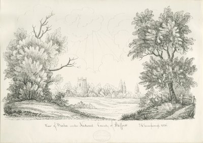 Barton under Needwood Village: pen and ink drawing, 1836 av John Robert Fernyhough