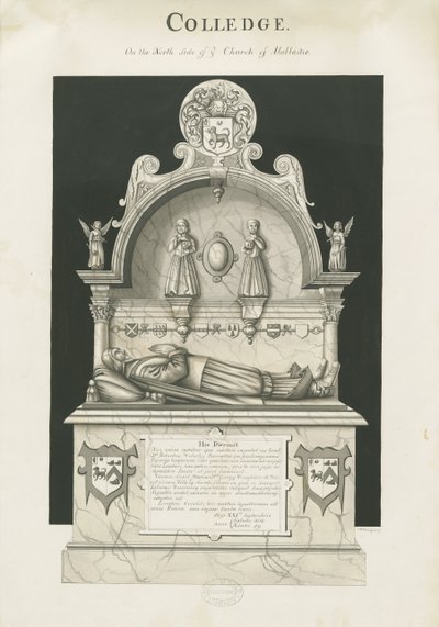 Colwich - Tomb of Robert Wolseley: sepiateckning, nd [c 1837] av John Robert Fernyhough