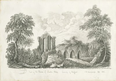 Croxden Abbey: ritning med penna och bläck av John Robert Fernyhough