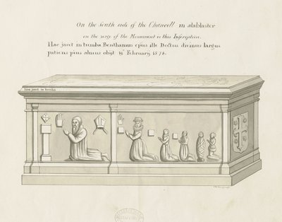 Eccleshall Church - Biskop Benthams grav: ritning med penna och tvätt, nd [1800-talet] (teckning) av John Robert Fernyhough