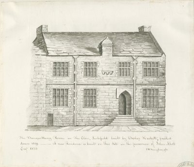Lichfield - Bankettrum i The Close: sepiatvättteckning och [tidigt 1800-tal] (teckning) av John Robert Fernyhough