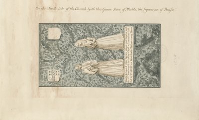 Madeley Church - John Egertons gravsten: ritning med penna och bläcktvätt, nd [1800-talet] av John Robert Fernyhough