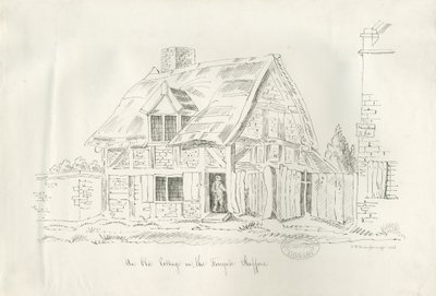 Stafford - Old Cottage in the Foregate: ritning med penna och bläck av John Robert Fernyhough