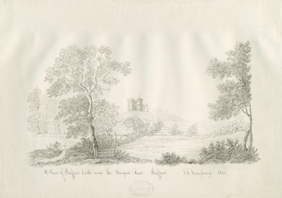 Stafford Castle - Near the Newport Road: ritning med penna och bläck av John Robert Fernyhough