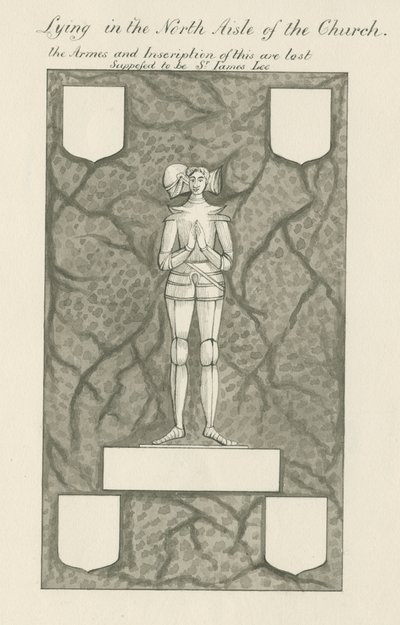 Sten - mässingsfigur [Sir James Lee]: ritning med penna och tvätt, nd [1800-talet] (teckning) av John Robert Fernyhough