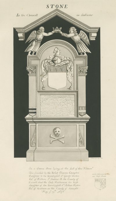Sten - Tomb of Thomas Crompton: sepiateckning av John Robert Fernyhough