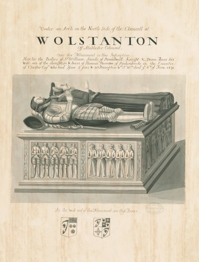 Wolstanton Church - Tomb of Sir William Sneide och Dame Anne: sepia- och pennteckning, nd [?1800-talet] (teckning) av John Robert Fernyhough