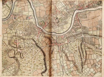 Karta över Barnes, Battersea, Putney och Wandsworth av John Rocque
