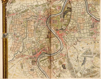 Karta över Hounslow, Twickenham och Richmond av John Rocque