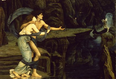 Orpheus och Eurydice på stranden av floden Styx, 1878 av John Roddam Spencer Stanhope
