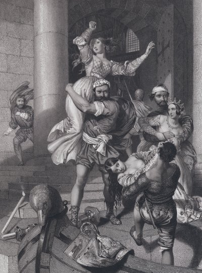 Bortförande av de venetianska brudarna (gravyr) av John Rogers (after) Herbert