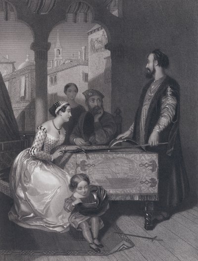 Gentile Bellini och ättlingarna till den store Enrico Dandolo (gravyr) av John Rogers (after) Herbert
