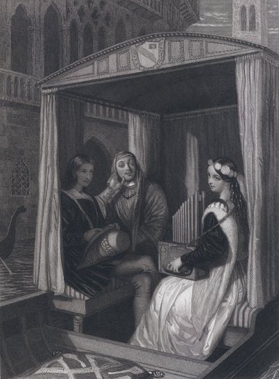 Lady Viola och hennes lärare (gravyr) av John Rogers (after) Herbert