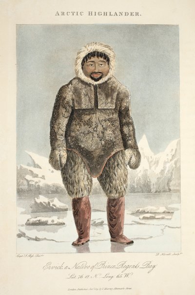 Arctic Highlander, Ervick, en inföding från Prince Regents Bay, illustration från "A Voyage of discovery...", 1819 av John Ross