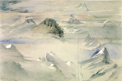 Alpintoppar: Jungfrau och andra, 1846 av John Ruskin