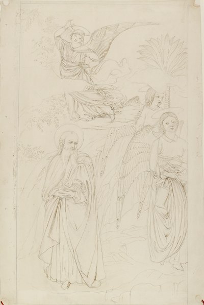 Teckning av Abrahams avsked från änglarna från Benozzo Gozzoli, 1845 av John Ruskin