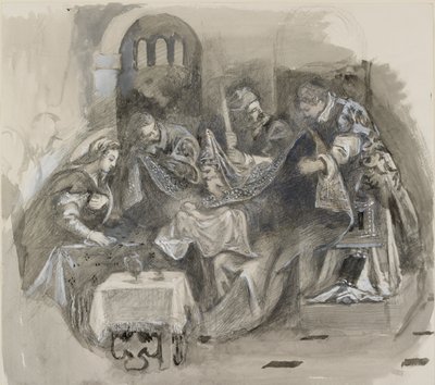 Teckning av Tintorettos omskärelse i Scuola Grande di San Rocco, augusti 1869 av John Ruskin