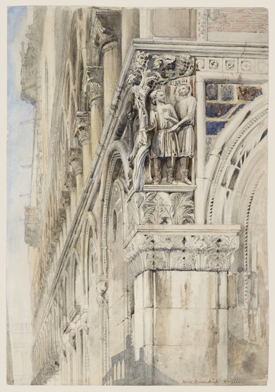 Fasaden av Dogepalatset, Venedig - The Vine Angle, ca 1870 (akvarell, bläck och penna på papper) av John Ruskin