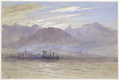 Morgon på våren, med nordostvind, i Vevey, maj - juni 1849 eller 1 maj 1869 (akvarell och kroppsfärg över grafit på ljusgrått vävt papper) av John Ruskin