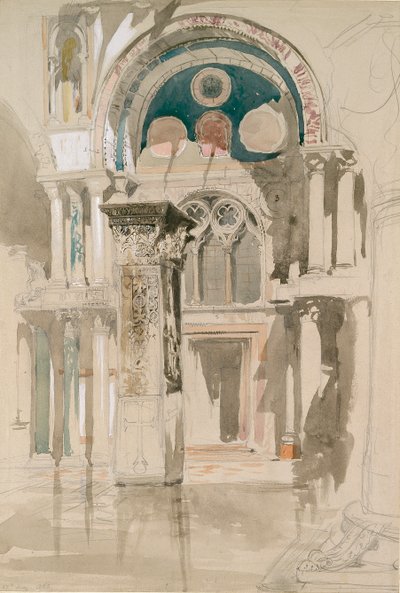 Del av Markuskyrkan, Venedig: Sketch after Rain, 27 maj 1846 av John Ruskin