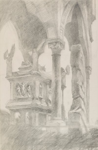 Studie av Mastino II della Scalas grav i Verona, c1869. av John Ruskin