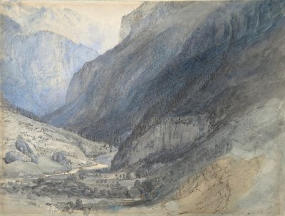 Lauterbrunnens dal, Schweiz, ca. 1866. av John Ruskin