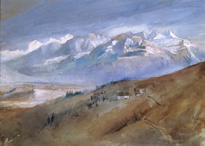 Utsikt från mitt fönster på Mornex där jag bodde ett år, 1862 (wc på papper) av John Ruskin