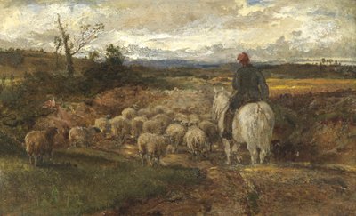 A Sussex Lane, 1872 (olja på papper på linne) av John Samuel Raven