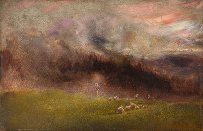 Sheep in a Storm (olja på pannå) av John Samuel Raven