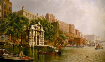 "York Water Gate och Adelphi från floden" 1872. av John Scorrer O
