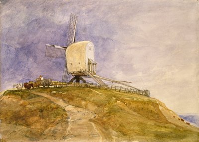 A Windmill on a Hill at Eye, Suffolk, tidigt 1800-tal av John Sell Cotman
