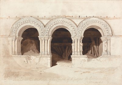 Bågar på västsidan av klostergården i Saint-Georges-de-Bocherville, nära Rouen i Normandie av John Sell Cotman