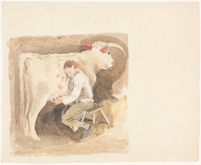 Pojke som mjölkar en ko av John Sell Cotman