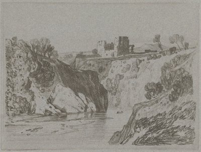 Slott ovanför en klippig ravin av John Sell Cotman