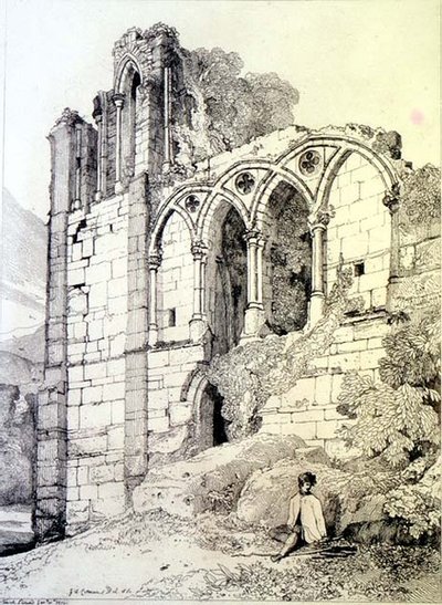 Easeby Abbey, Yorkshire, ca 1811 (etsning) av John Sell Cotman
