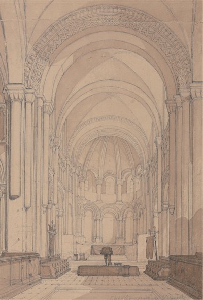 East End av Abbey Church of Saint Georges de Bocherville, nära Rouen, Normandie av John Sell Cotman