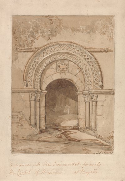 Ingång till Cornmarket, tidigare S:t Louis-kapellet, i Bayeux av John Sell Cotman