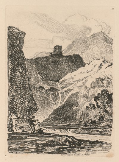 Liber Studiorum: Platta 12, Dolbadern Castle, Llanberris Lake, North Wales av John Sell Cotman