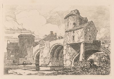 Liber Studiorum: Plate 26, Monnow Bridge, Monmouthshire av John Sell Cotman