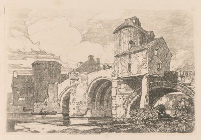 Liber Studiorum: Plate 26, Monnow Bridge, Monmouthshire, 1838. av John Sell Cotman