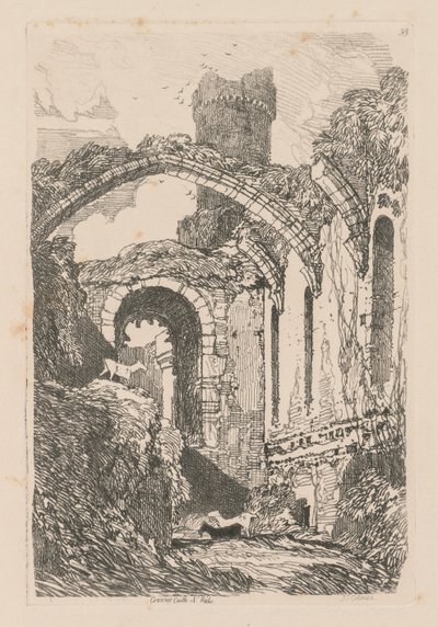 Studiebok: Platta 33, Conway Castle, N. Wales av John Sell Cotman