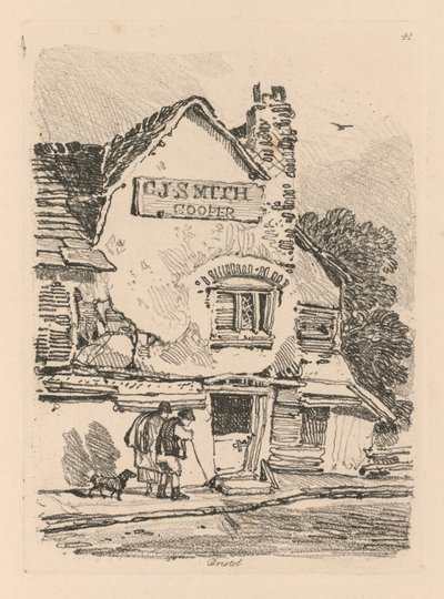 Studiebok: Plate 41, House at Bristol av John Sell Cotman