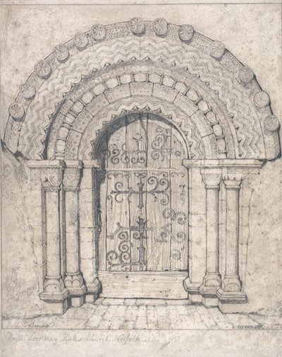 Norra dörröppningen i Hales kyrka, Norfolk av John Sell Cotman