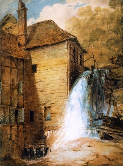 PD.29-1953 An Overshot Mill, c.1802-3 (wc och penna på papper) av John Sell Cotman