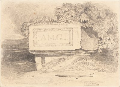 Ruinerad grav inskriven "A.M.G." av John Sell Cotman