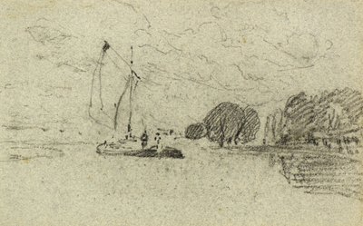 Segelpråm (kol) av John Sell Cotman