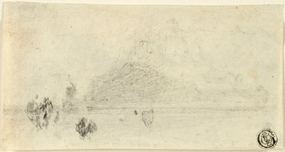 Skiss av Mont Saint Michel (recto); Byggnader bredvid vattnet (verso) av John Sell Cotman