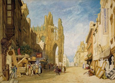 Gatubild i Alencon, Normandie av John Sell Cotman